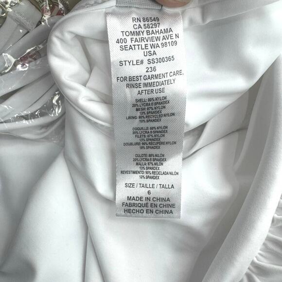 Tommy Bahama Pearl Shirred Bandeau One Piece Swimsuit White Size 6 NWT - Picture 8 of 12